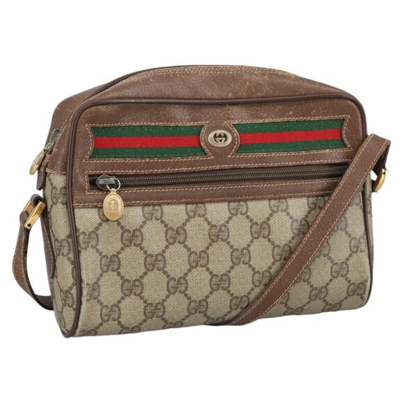 GUCCI GG Supreme Web Sherry Line Shoulder Bag Pvc Beige Green Red - Picture 1 of 16